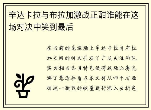 辛达卡拉与布拉加激战正酣谁能在这场对决中笑到最后